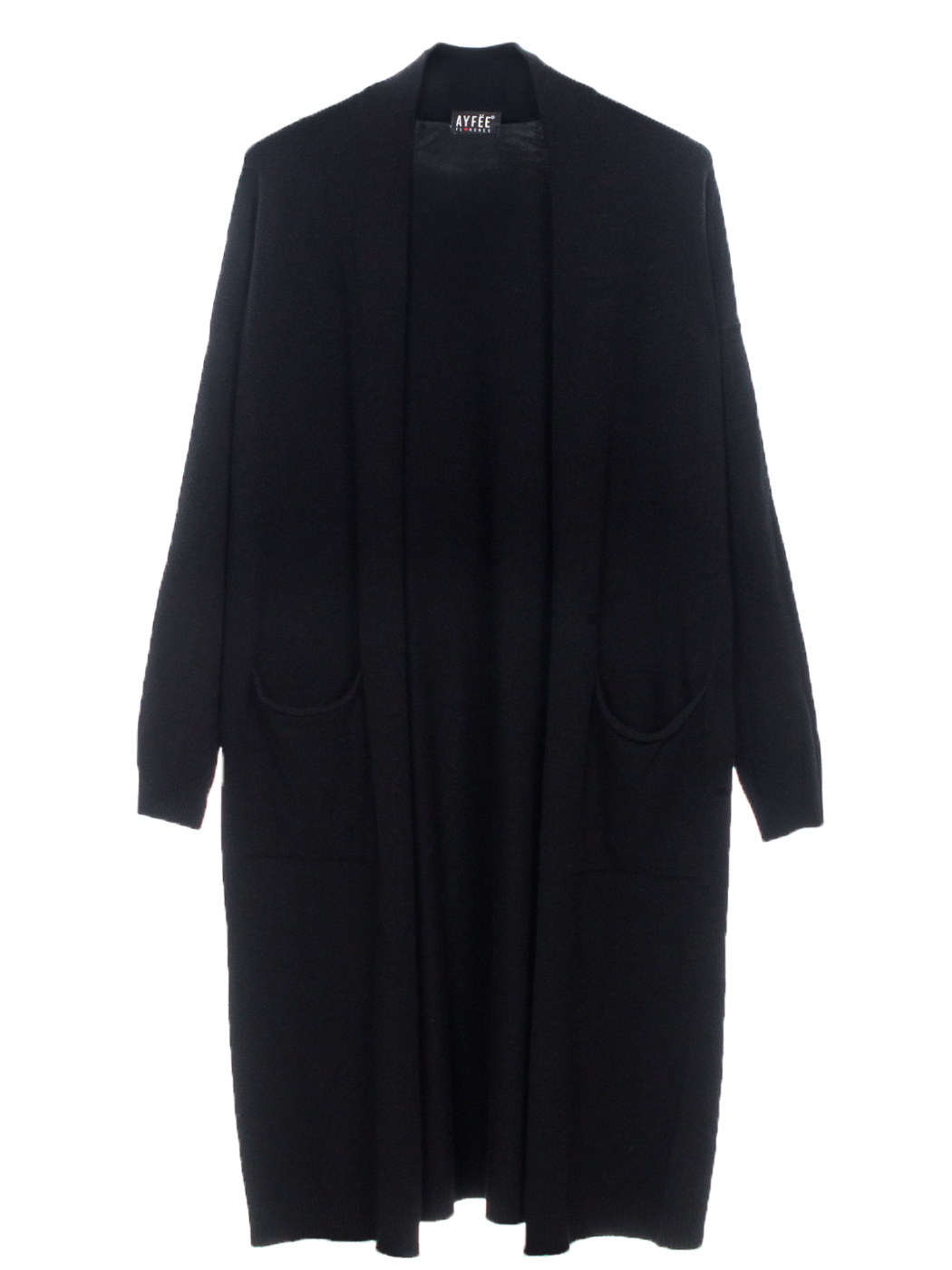 CARDIGAN IN MAGLIA CALATA CON TASCHE, TG UNICA - BLACK
